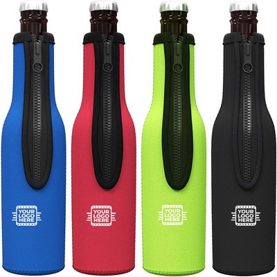 Neoprene Beer Bottle Cooler Sleeve with Zipper