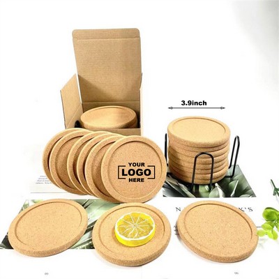 Round Cork Coffee Coaster with Recessed Groove, 4'' Heat Resistant Drink Mat