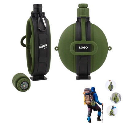 Outdoor Silicone Water Bottle with Compass