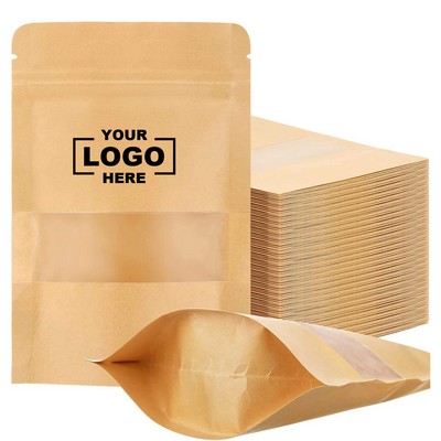 Stand Up Kraft Paper Pouch Bags with Clear Window