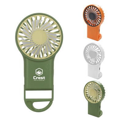 Plastic Mini Foldable Rechargeable Handheld Fan W/ Hook