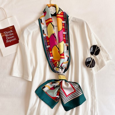 Custom 5.9" x 57" Long Silk Like Head Scarf Women's Fashion Satin Scarfs