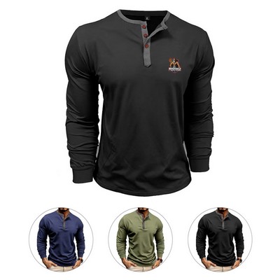 100% Cotton Long-Sleeve V-Neck T-Shirt