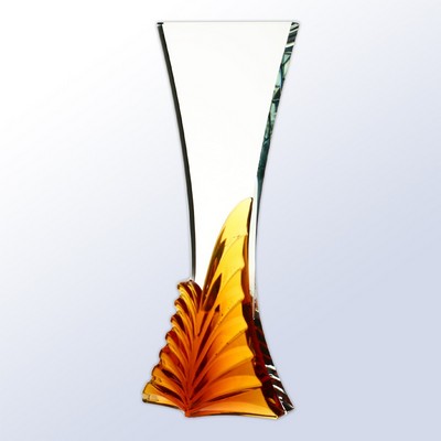 Amber Flourish Art Glass Award, 10 1/4"H