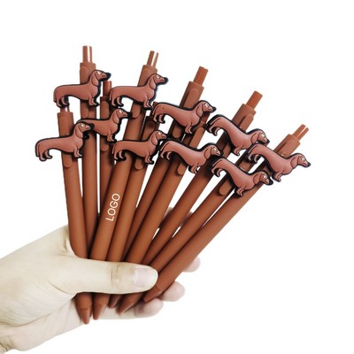Adorable Dachshund Dog PVC Patch Ballpoint Pen Minimalist Solid Color Student Signature Pen