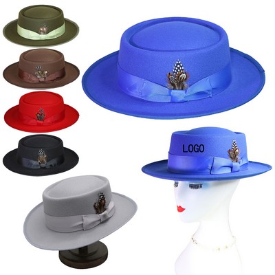 Retro Round-Decor Wool Jazz Hat