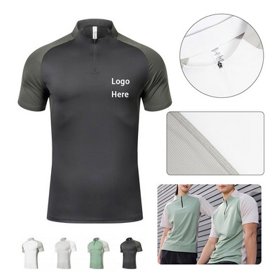 Semi-Open Collar Quick-Dry Polo Shirt