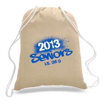 Small Natural 100% Cotton Drawstring Sports Backpack