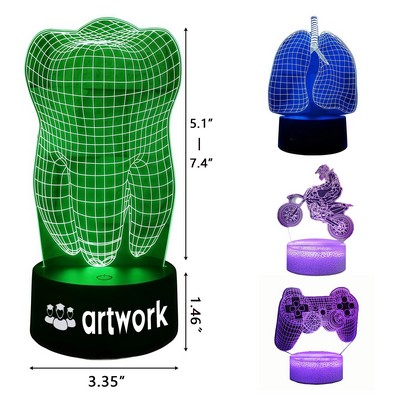 Customizable 3D acrylic seven-color night light