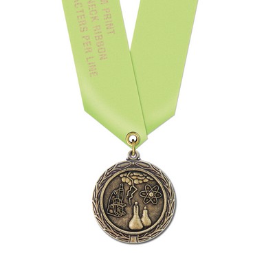 1½" Science Cast MX Medal w/Satin Neck Ribbon