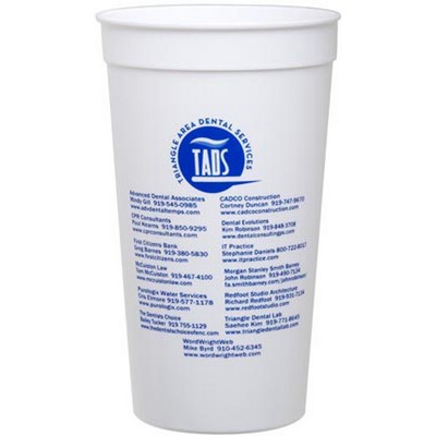 32 Oz. Smooth White Stadium Cup (QuickShip)