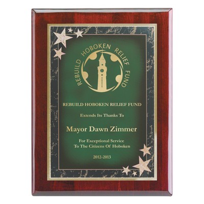 Plaque - 9"x12" Wall Plaque w/ Green Corner Star Plate (7"x10")