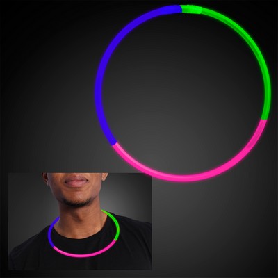 22" Tri Color Glow Necklaces, Blue/Pink/Green - BLANK