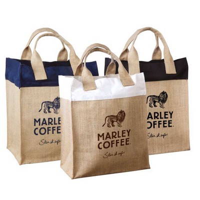 Reusable Eco-friendly Jute Burlap Gift Bag with Colored Cotton Trim