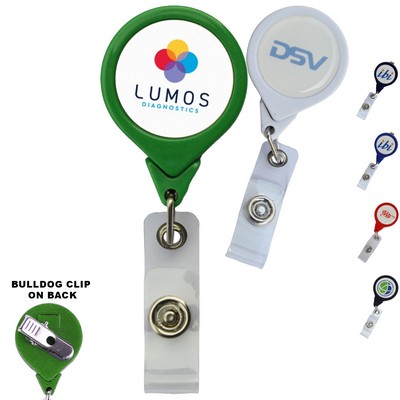 No-Twist Round Retractable Badge Reel w/ Bulldog Clip
