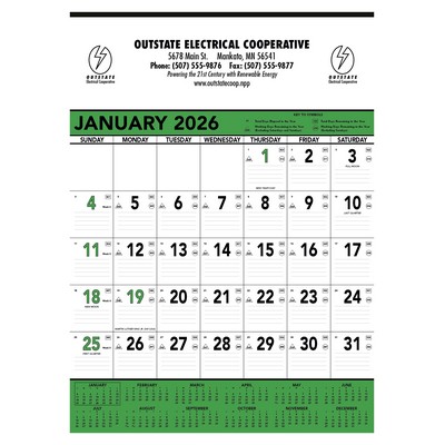 Triumph® Calendars Green & Black Contractor Memo