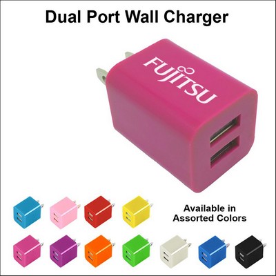 Dual USB 2 Port Wall Charger Magenta No Extra Tariff