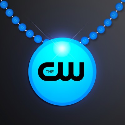 Blue LED Circle Badge with Beads - Domestic Imprint