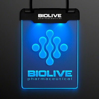 Blue Space Glow Light Badge Necklace