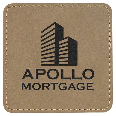 3" Square Patches, Light Brown Laserable Leatherette