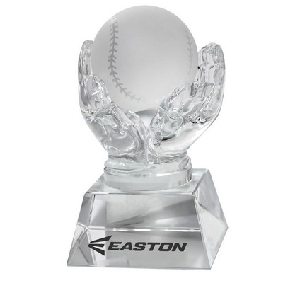 Crystal Hands Holding Baseball