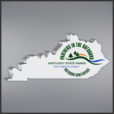 6.63" Kentucky Shape Paperweight in White