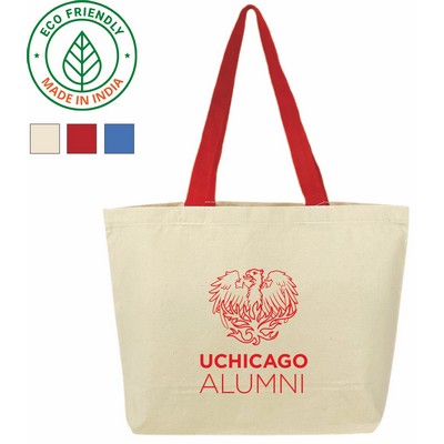 Convention Eco Friendly 10 oz Canvas Grocery Tote w/Red Handles