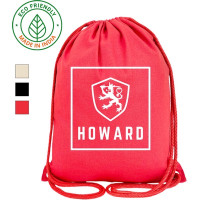 Sports Eco Friendly 7 Oz. Canvas Drawstring Bag Backpack Red