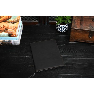 Large Smooth Calf Leather Executive Padfolio - Onyx - Borlino