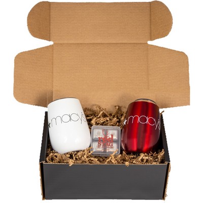 Celebration Set with Stainless Wine Tumblers & Reusable Drink Cubes