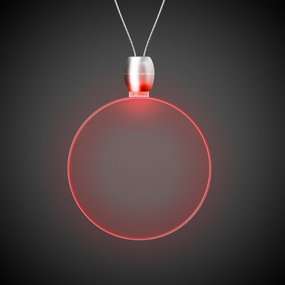 24" Red Round Light-Up Pendant Necklace(Laser Engraved)