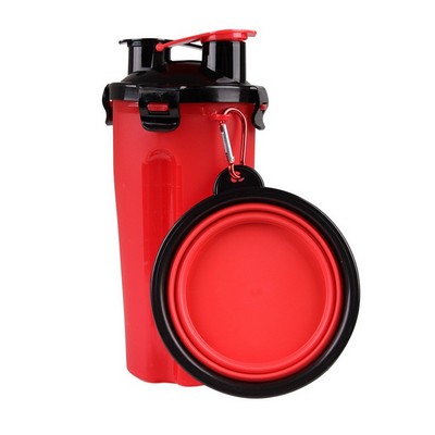 2 In 1 Portable Pet Food Water Cup With Folding Bowls