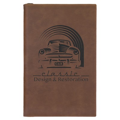 5 1/4" x 8 1/4" Dark Brown Leatherette Sketch Book-Unlined Paper
