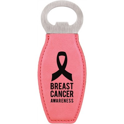 Pink Leatherette Bottle Opener with Magnet