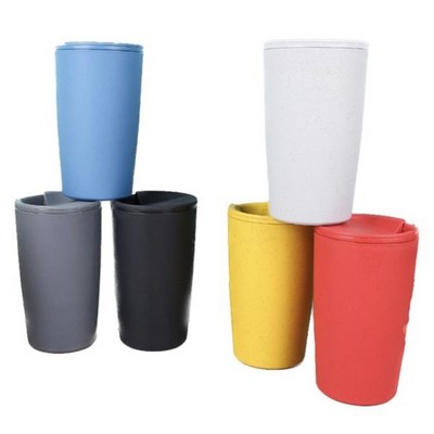 18 Oz Reusable Wheat Straw Coffee Cup With Lid