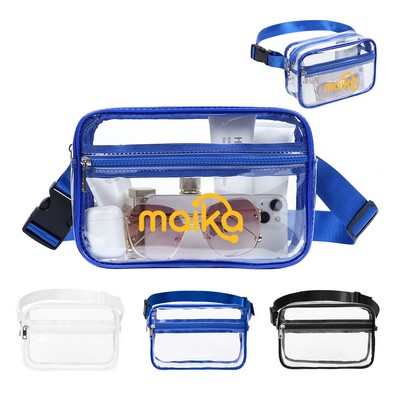 Stadium Approved Clear PVC Fanny Pack W/ Two Zipper Pockets