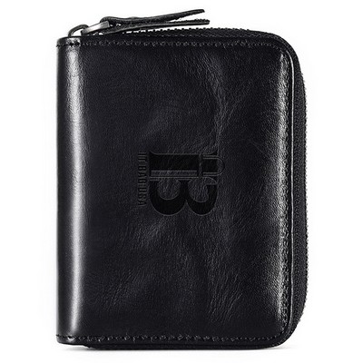 Genuine Leather Multi Card Organizer Wallet with Zipper