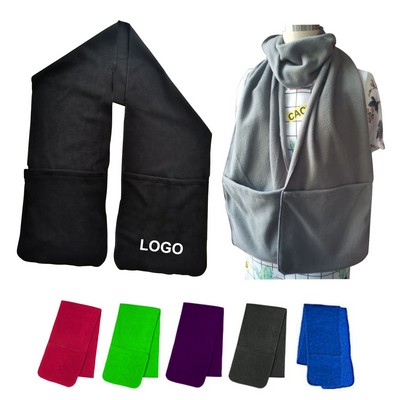Winter Warm Fleece Scarf With Pockets