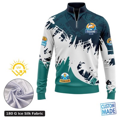Sublimation 180G Mesh UPF 50+ Long Sleeve Fishing Quarter Zip - Men's, Wome