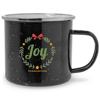 Personalized 16Oz. Christmas Joy Wreath Campfire Metal Mugs