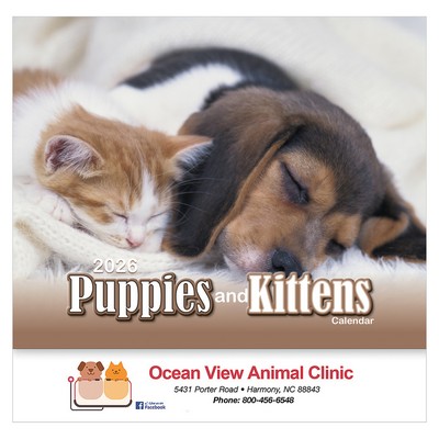 Puppies & Kittens Wall Calendar: 2026 Stapled