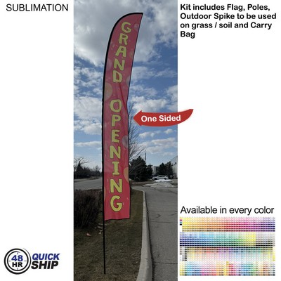 48Hr Quick Ship - 19' X-Large Feather Flag Kit, Full Color Graphics One Side, Spike and Bag Included