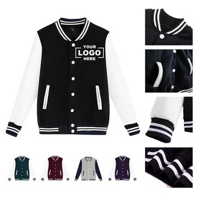 Varsity Baseball Letterman Bomber Jacket: Lightweight Windbreaker.