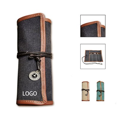Canvas personality simple large capacity stationery bag