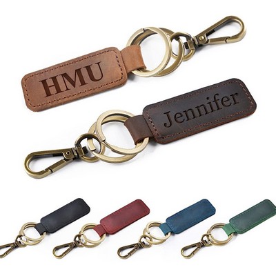 Leather Key Chain with Metal Key Rings