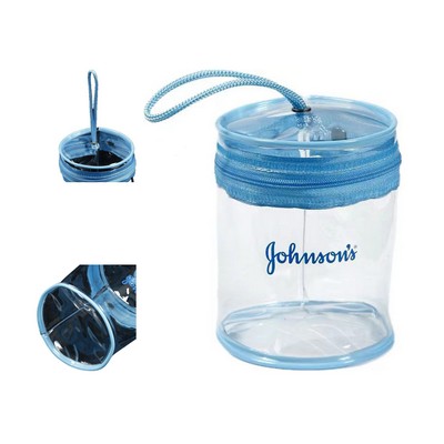 Cylindrical Clear Makeup Toiletry Bag