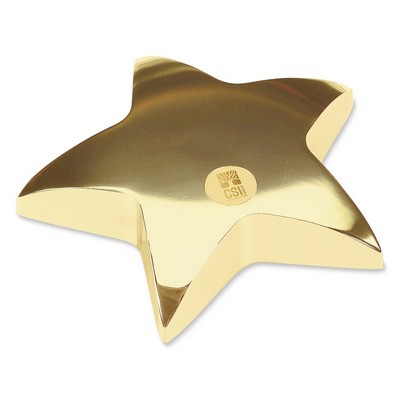 Star Paperwght-Gold Tone W/ gold Medallion