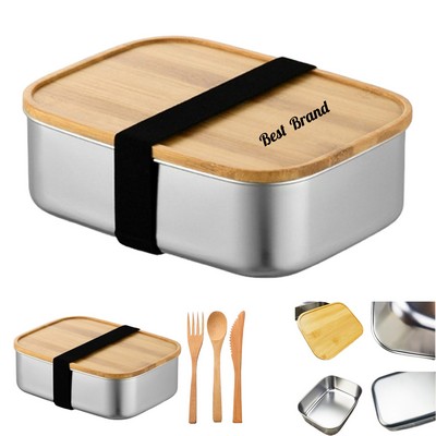 Stainless Steel Bamboo Lid Food Storage Container
