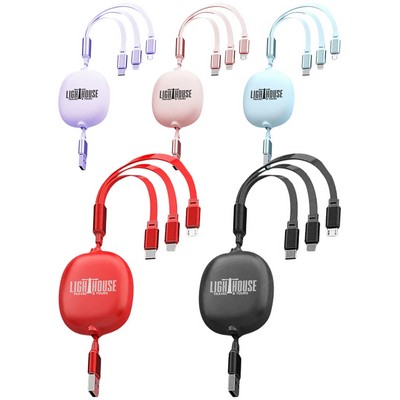 3.9' Retractable Multi Charging Cable Cord