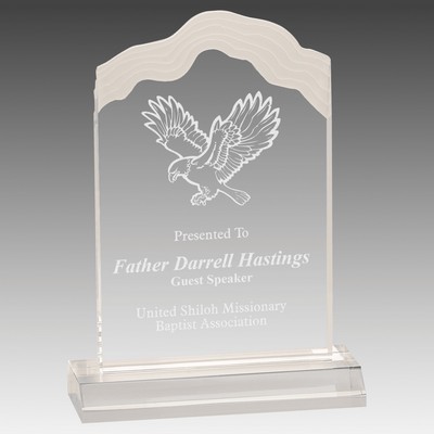 5" x 8" Clear Frosted White Cap Edge Acrylic with 6" Base